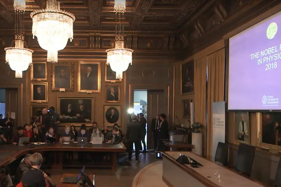 Cerimónia do anúncio do Prémio Nobel da Física, na Academia Sueca de Ciências