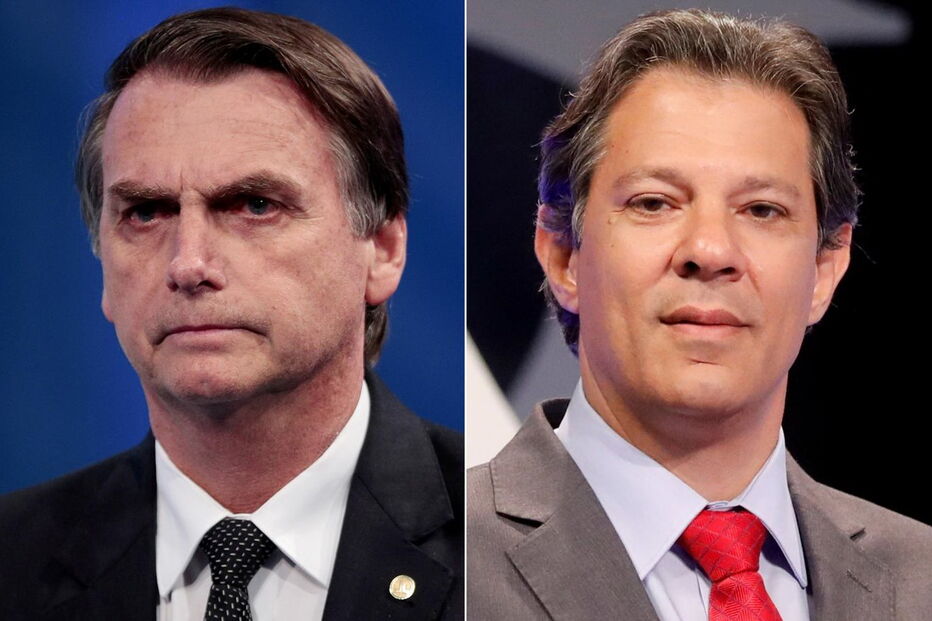 Bolsonaro e Haddad são os candidatos mais bem colocados para disputar  a segunda volta das eleições presidenciais do Brasil
