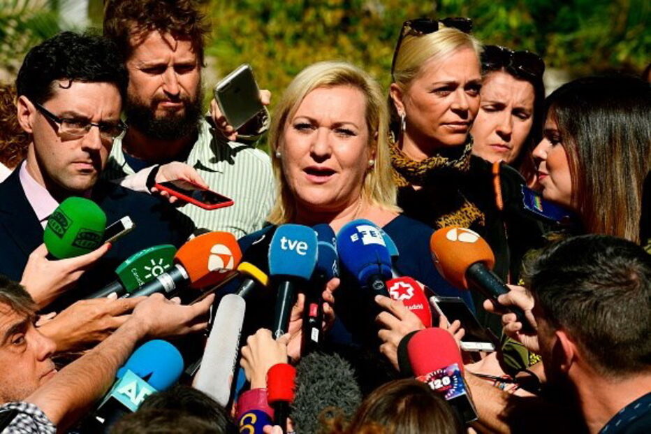 Inés Madrigal, mulher que fez queixa de Eduardo Vela, à saída do Tribunal de Madrid