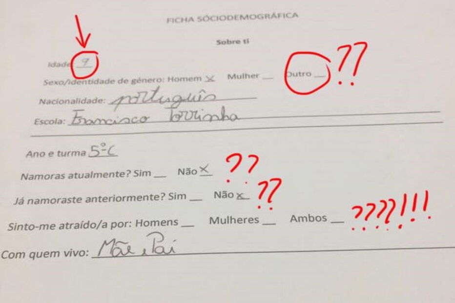 Ficha sociodemográfica dada aos alunos