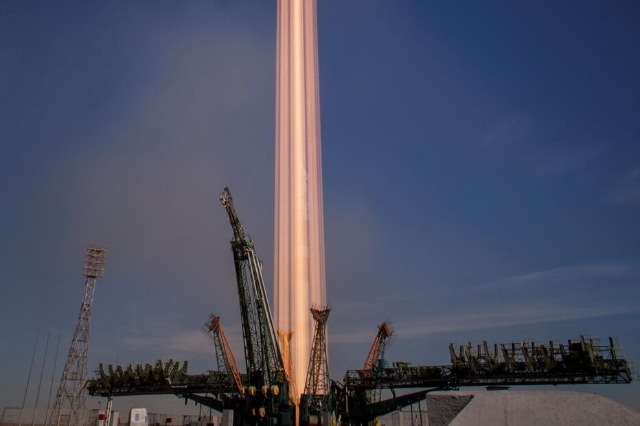 Lançamento da nave espacial Soyuz, no Cazaquistão