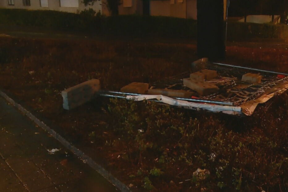 Árvores caídas e telhas arrancadas pelo vento no Grande Porto