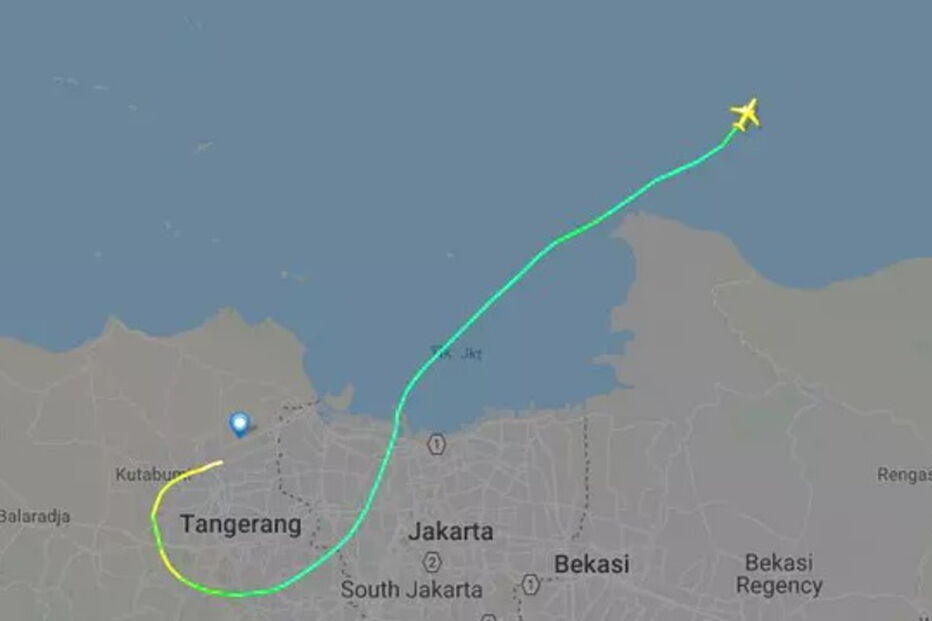 Mapa mostra trajeto de avião que ligava Jacarta e Sumatra 