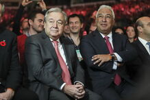 António Costa com Guterres na Web Summit