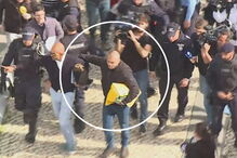 Mustafá no momento em que sai em liberdade do Tribunal do Barreiro	