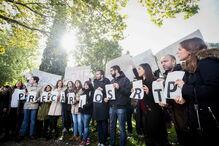 Trabalhadores precários juntaram-se frente à RTP para protestar contra as condições de trabalho