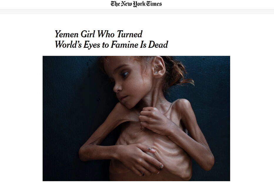 Menina símbolo da fome no Iémen morre aos sete anos