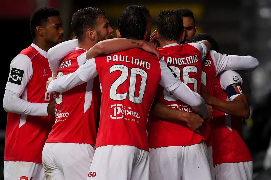 Jogadores do Sporting de Braga celebram vitória 