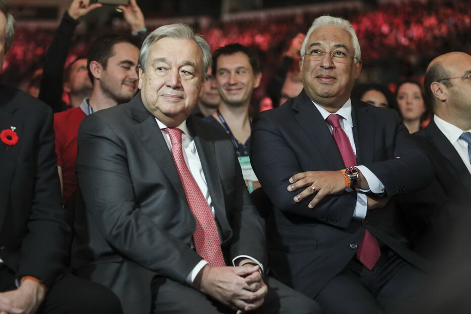 António Costa com Guterres na Web Summit
