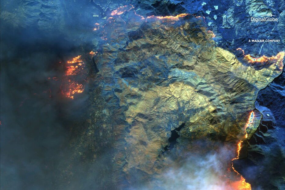 Satélite capta a destruição dos incêndios da Califórnia