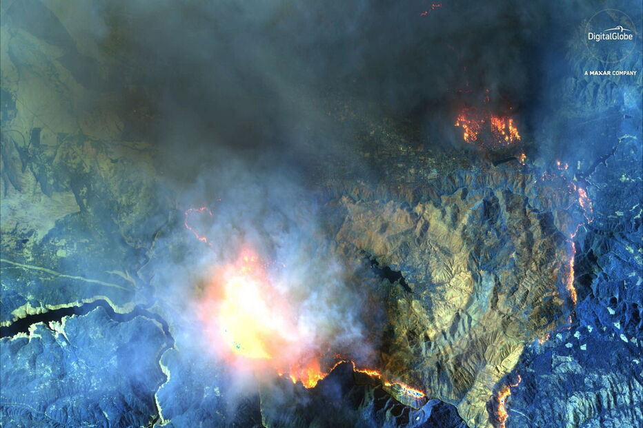 Satélite capta a destruição dos incêndios da Califórnia