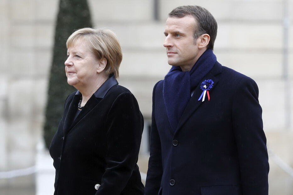 Merkel e Macron na cerimónia dos 100 anos do armistício da I Guerra Mundial