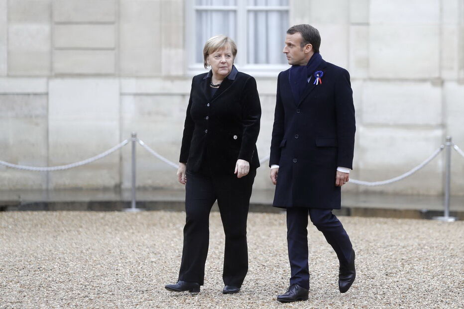 Merkel e Macron na cerimónia dos 100 anos do armistício da I Guerra Mundial