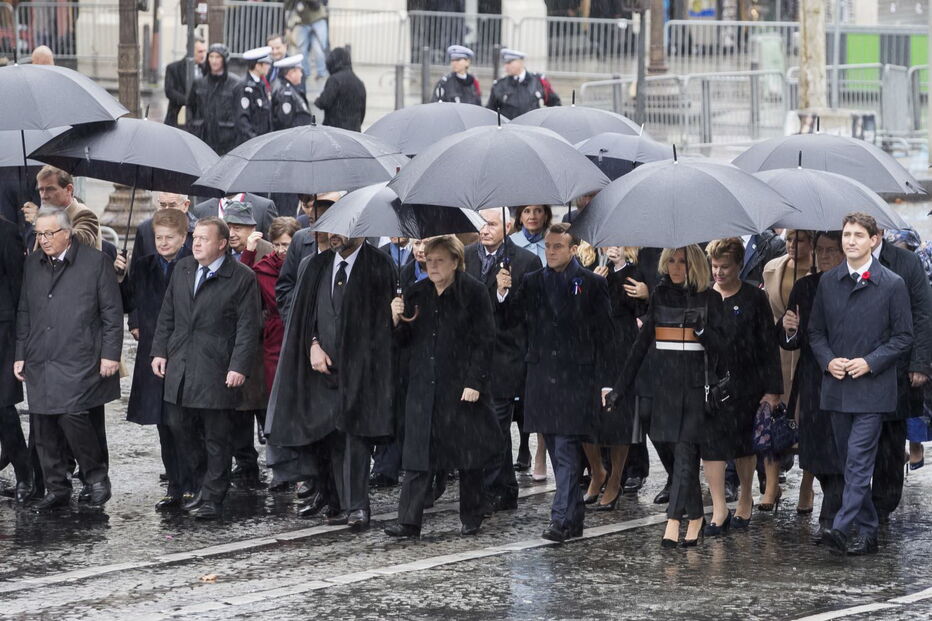 Merkel e Macron na cerimónia dos 100 anos do armistício da I Guerra Mundial