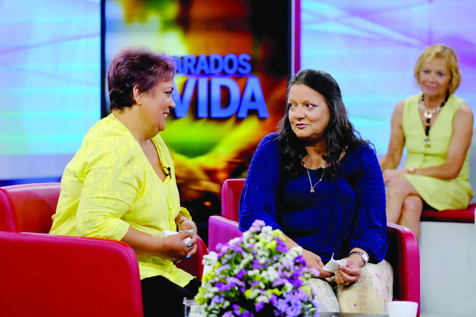 Carla Fial (à esq.) ficou a conhecer a irmã Rosa nos estúdios da CMTV  