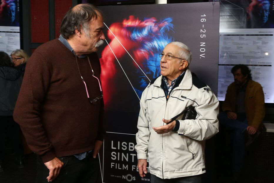 Paulo Branco e Otelo Saraiva de Carvalho, fotografados no Medeia Monumental, onde decorria o LEFFEST’18