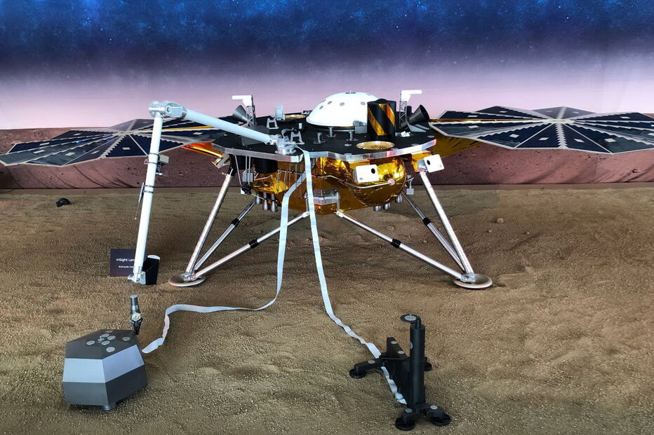 Ilustrações da sonda da NASA In Sight, construída para explorar Marte