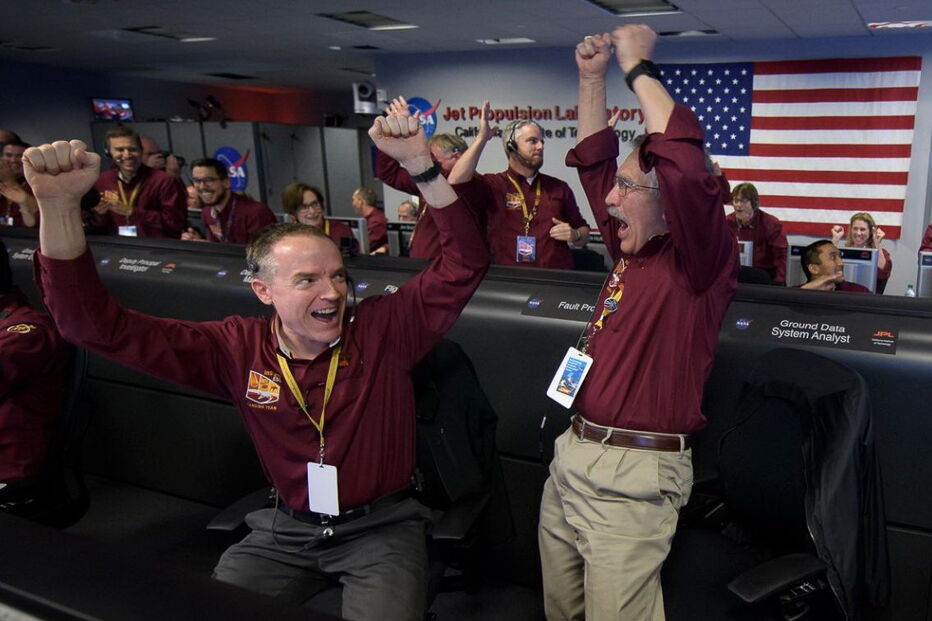 A celebração da equipa da NASA