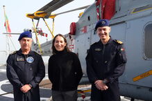 Comandante exonerado Valter Bulha de Almeida, juntamente com o atual Chefe do Estado-Maior da Armada e da secretária de estado da Defesa