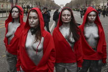 Coletes amarelos protestam despidas à imagem do busto de França