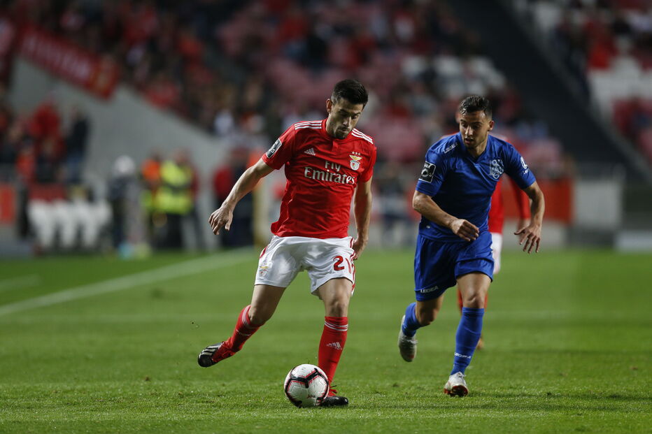 Jogadores em ação no Benfica - Feirense
