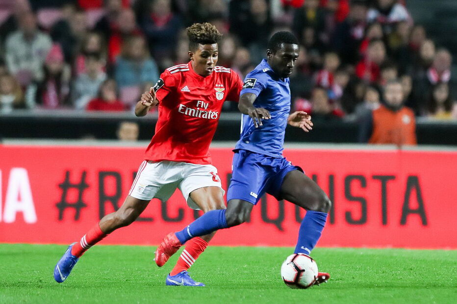 Jogadores em ação no Benfica - Feirense