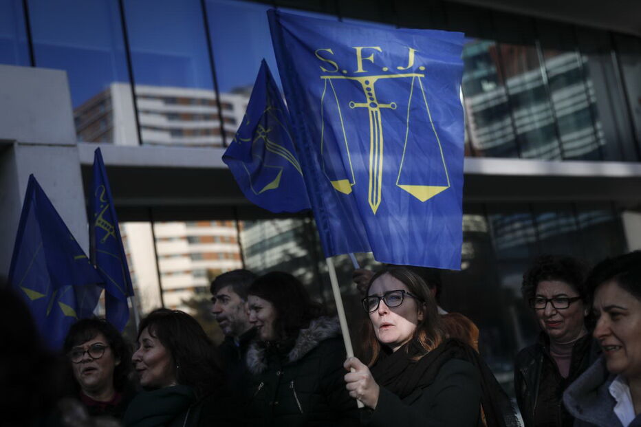 Funcionários judiciais em protesto