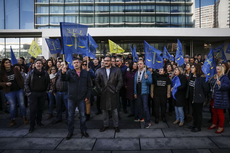 Funcionários judiciais em protesto