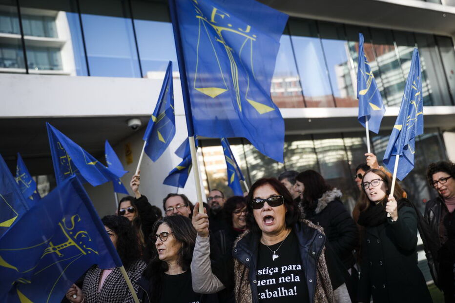 Funcionários judiciais em protesto