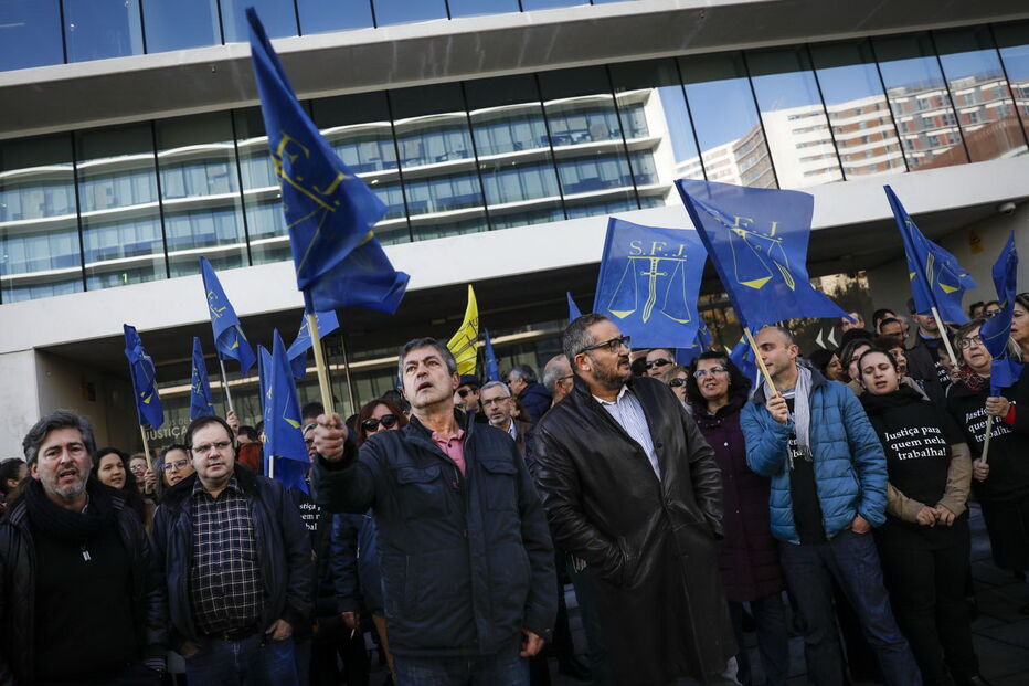 Funcionários judiciais em protesto
