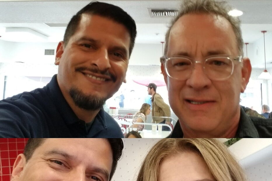 Tom Hanks tira selfies com fãs e oferece-lhes prenda de Natal antecipada