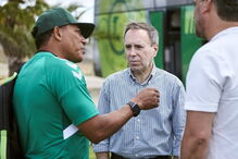 Vítor Hugo Valente, presidente do Setúbal, com o treinador Lito Vidigal