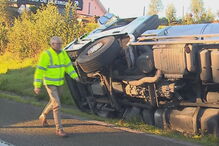  Camião tombado em Esmoriz, na A29