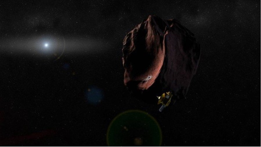 Ilustração da Nasa mostra a sonda New Horizons junto ao planeta anão Ultima Thule