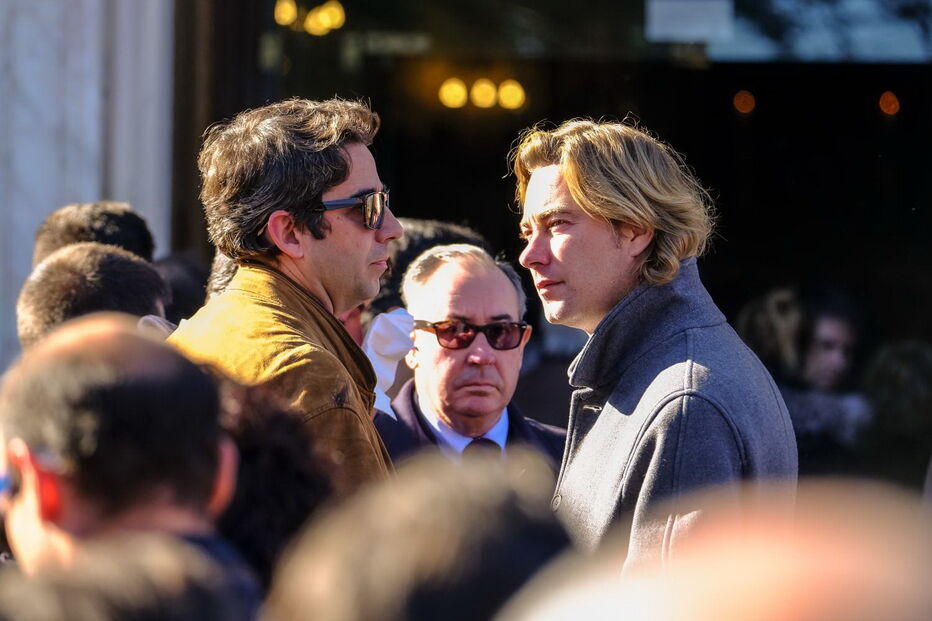 O cavaleiro Rui Fernandes (à direita) no funeral de Joaquim Bastinhas em Elvas  