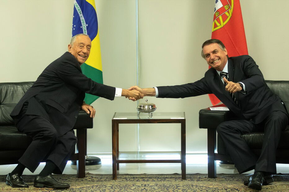 Marcelo Rebelo de Sousa com Jaír Bolsonaro em Brasília