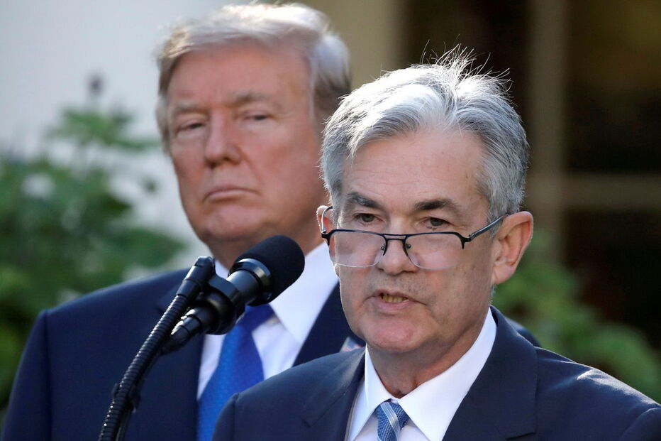 Donald Trump com Jerome Powell, presidente da Reserva Federal norte-americana