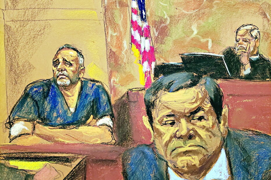 Alex Cifuentes (esq.) disse em tribunal que 'El Chapo' (à dir.) pagou 100 milhões 