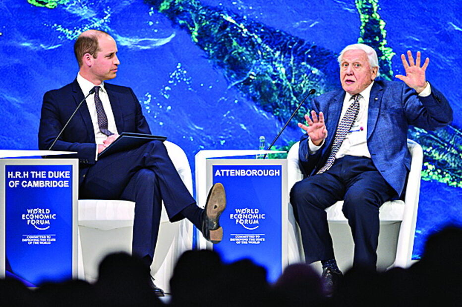 William vestiu a pele de entrevistador durante o Fórum Económico Mundial, em Davos, na Suíça. A conversa com David Attenborough foi alvo de muitas atenções 