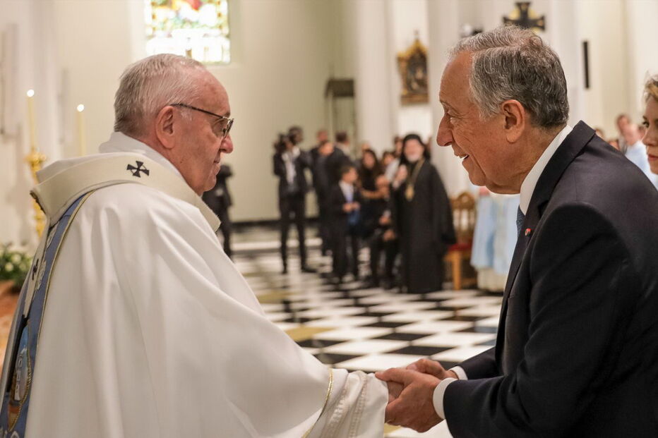 Marcelo Rebelo de Sousa com o Papa Francisco no Panamá