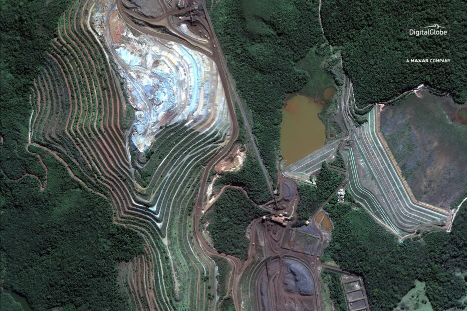 As imagens do antes e depois do colapso da barragem em Brumadinho no Brasil