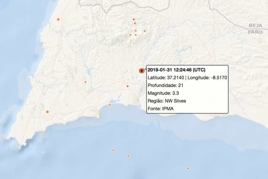Sismo de magnitude 3.3 sentido em Silves