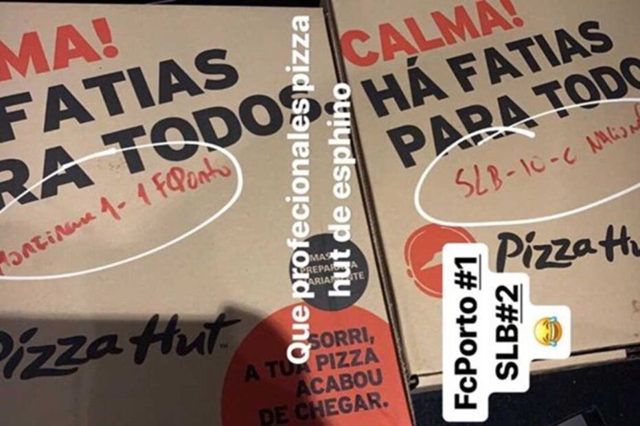 Mulher de Corona encomendou piza e foi surpreendida com recado sobre o Benfica