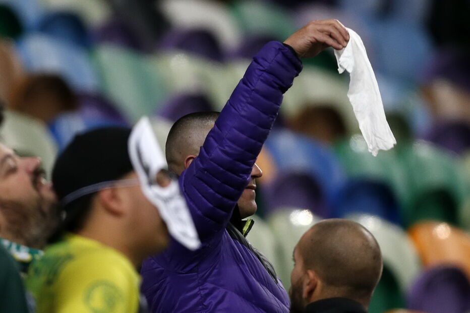 Adeptos do Sporting mostram lenços brancos após derrota em Alvalade