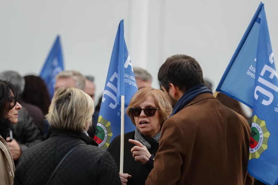 Protesto durante a greve dos investigadores da Polícia Judiciária