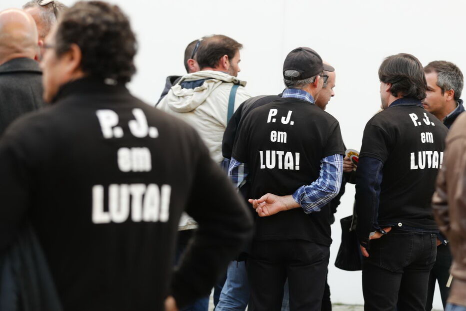 Protesto durante a greve dos investigadores da Polícia Judiciária