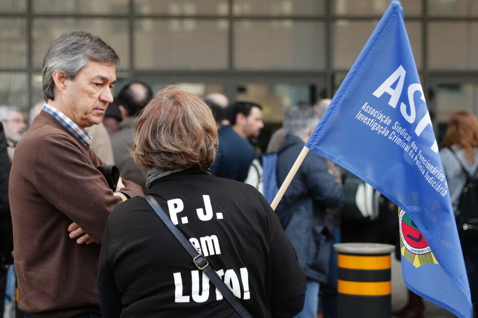 Protesto durante a greve dos investigadores da Polícia Judiciária