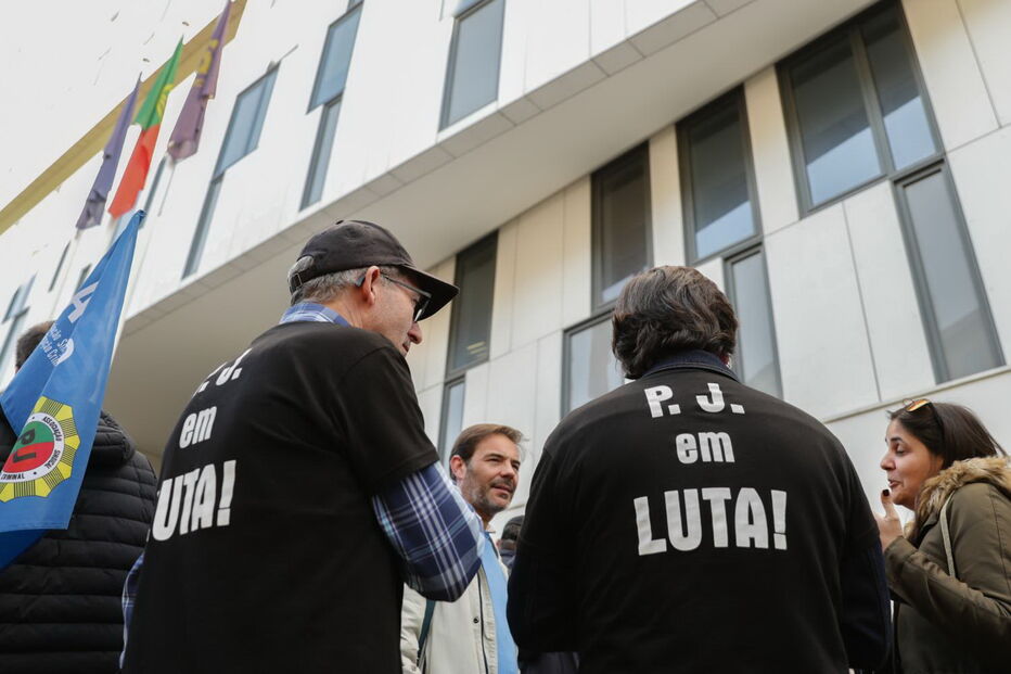 Protesto durante a greve dos investigadores da Polícia Judiciária