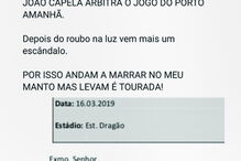Boaventura escreveu nas redes socias que Capela ia apitar o FC Porto-Marítimo antes de o nome ser oficialmente divulgado