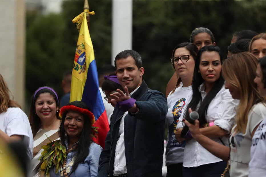 Juan Guaidó em ação de rua na Venezuela